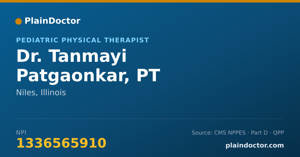 Shareable card for Tanmayi Patgaonkar, PT - Pediatric Physical Therapist, Niles, IL