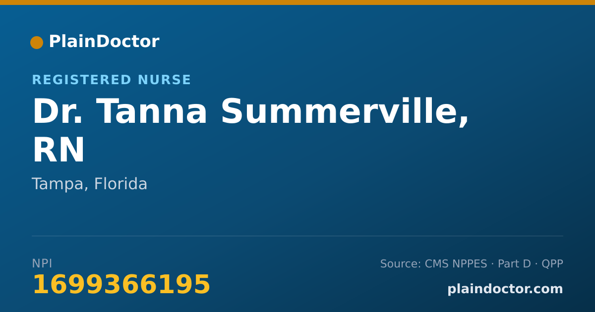 Shareable card for Tanna Summerville, RN - Registered Nurse, Tampa, FL