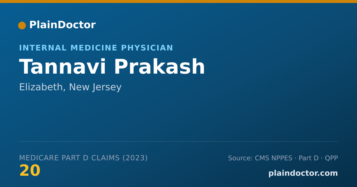 Shareable card for Tannavi Prakash - Internal Medicine Physician, Elizabeth, NJ