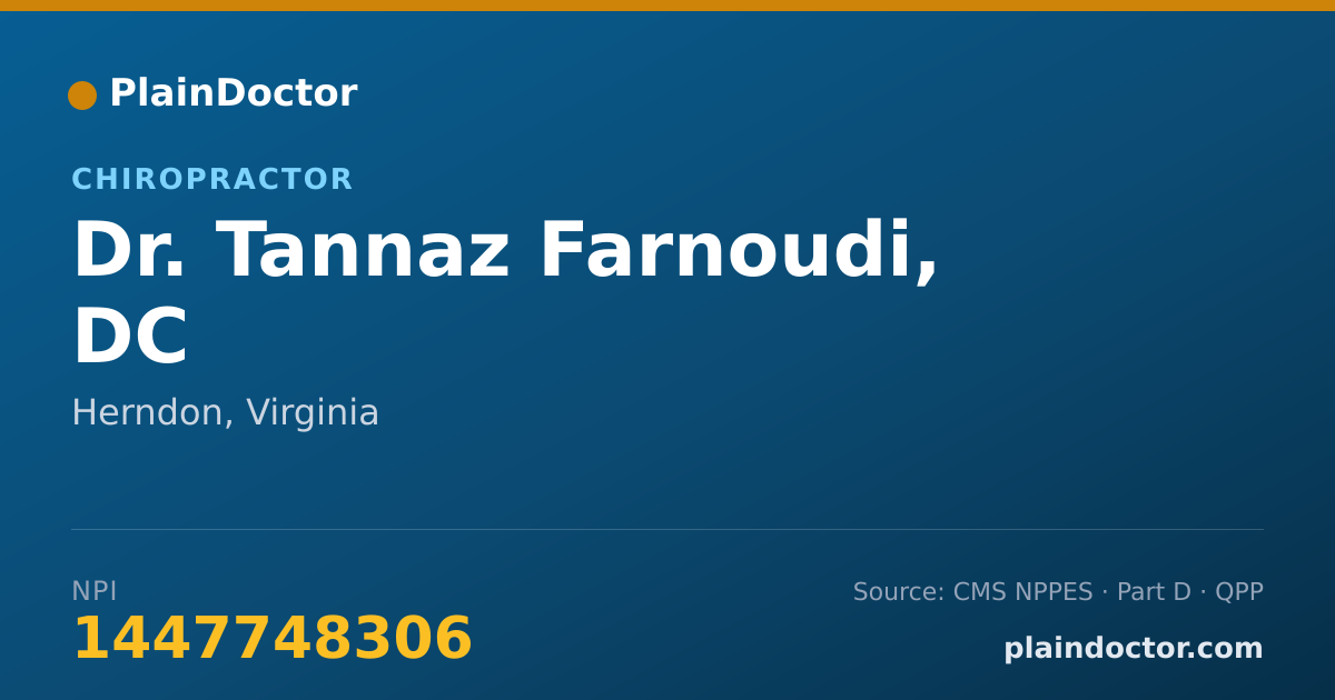 Shareable card for Tannaz Farnoudi, DC - Chiropractor, Herndon, VA