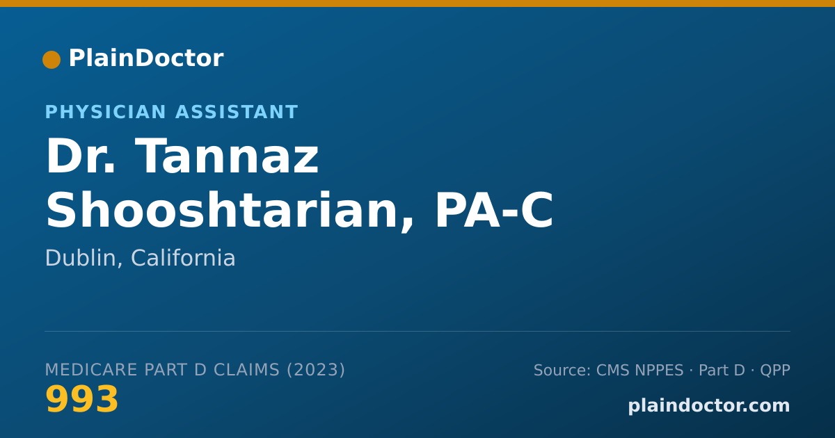 Shareable card for Tannaz Shooshtarian, PA-C - Physician Assistant, Dublin, CA