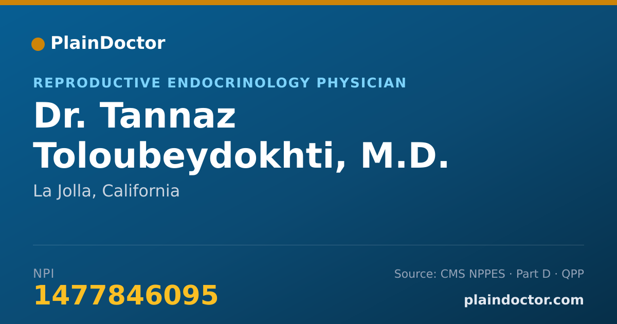 Shareable card for Tannaz Toloubeydokhti, M.D. - Reproductive Endocrinology Physician, La Jolla, CA