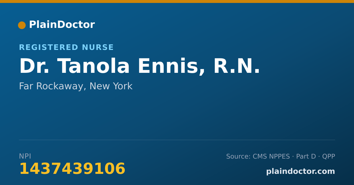 Shareable card for Tanola Ennis, R.N. - Registered Nurse, Far Rockaway, NY