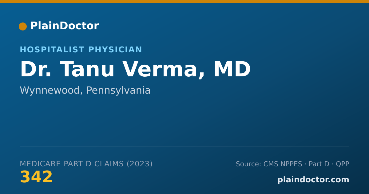 Shareable card for Tanu Verma, MD - Hospitalist Physician, Wynnewood, PA