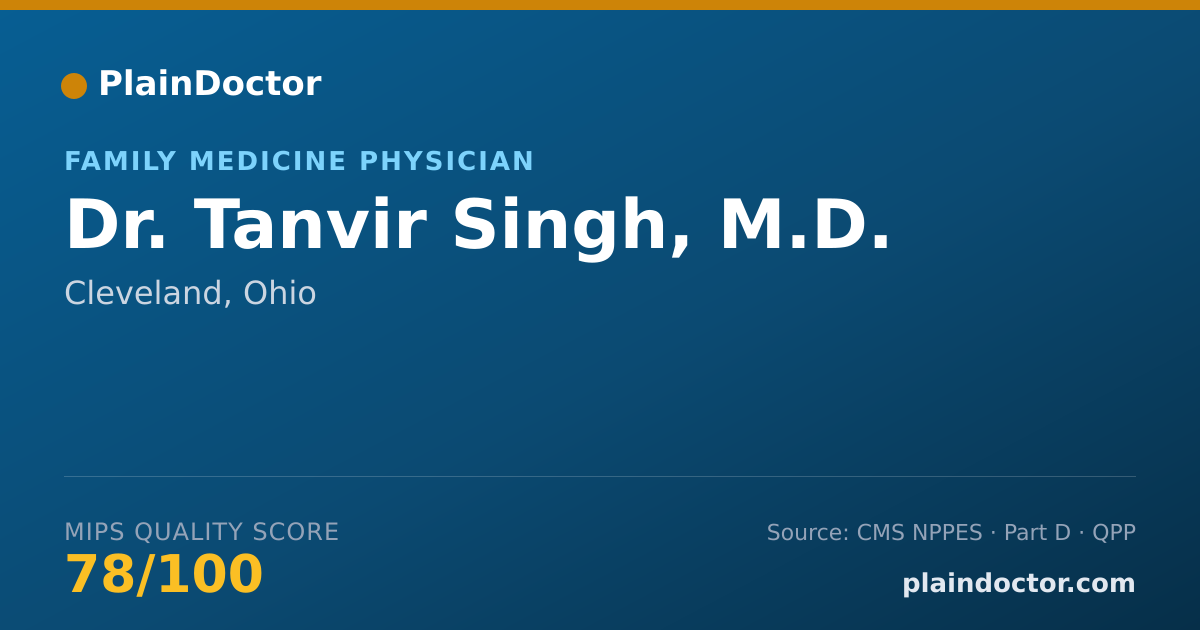 Shareable card for Tanvir Singh, M.D. - Family Medicine Physician, Cleveland, OH