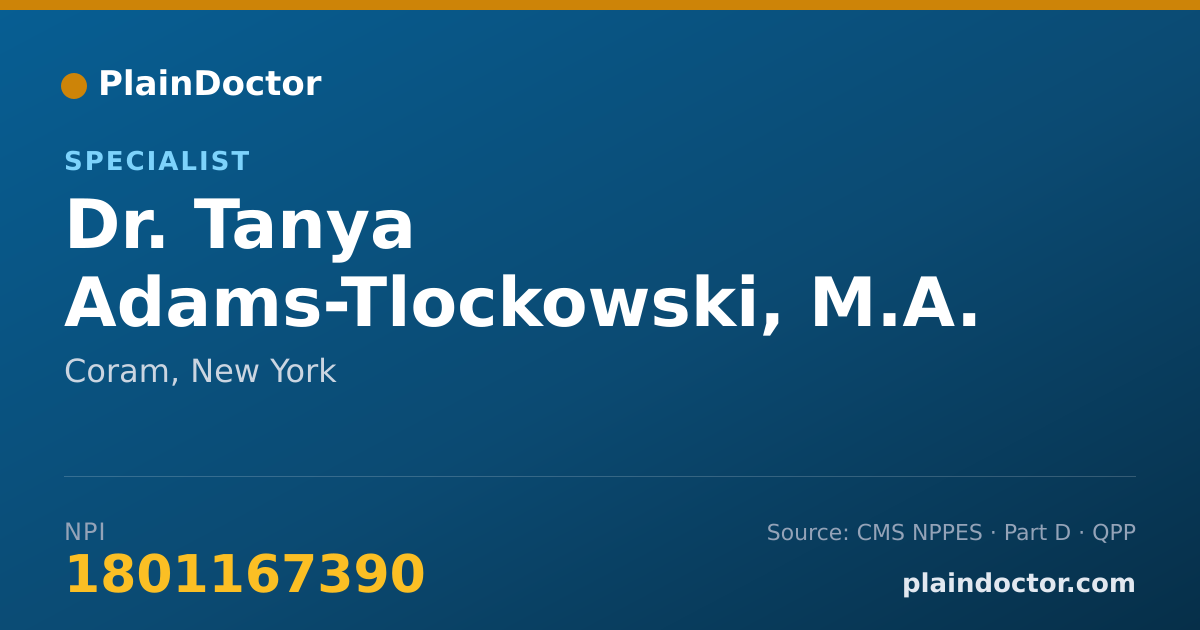 Shareable card for Tanya Adams-Tlockowski, M.A. (EDUCATION) - Specialist, Coram, NY