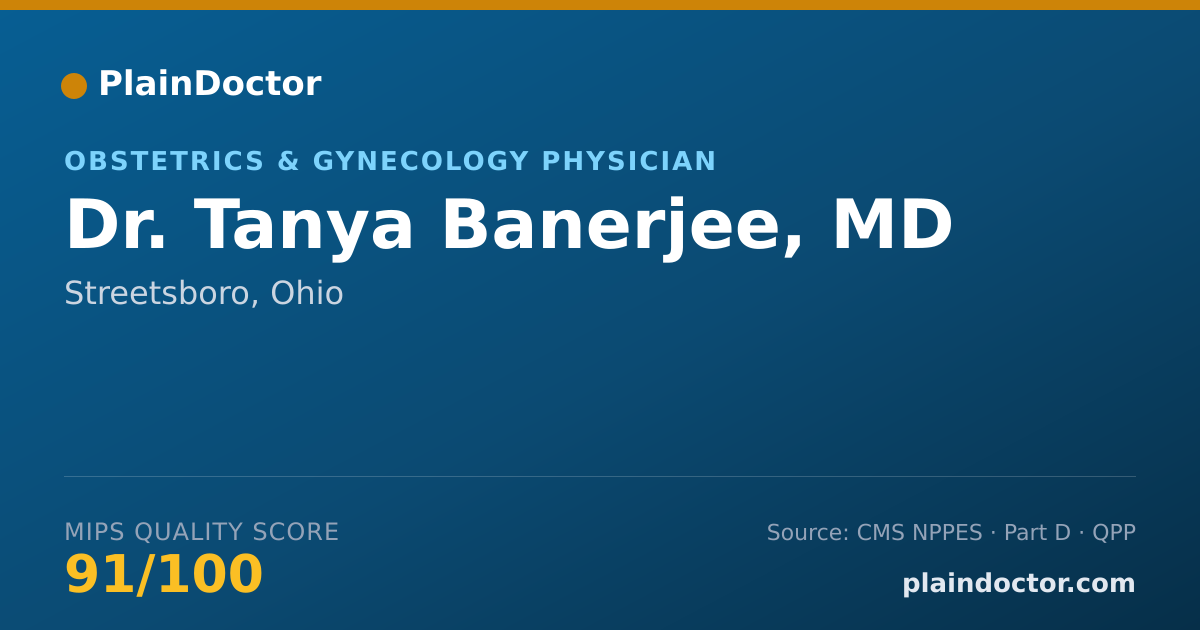 Shareable card for Tanya Banerjee, MD - Obstetrics & Gynecology Physician, Streetsboro, OH