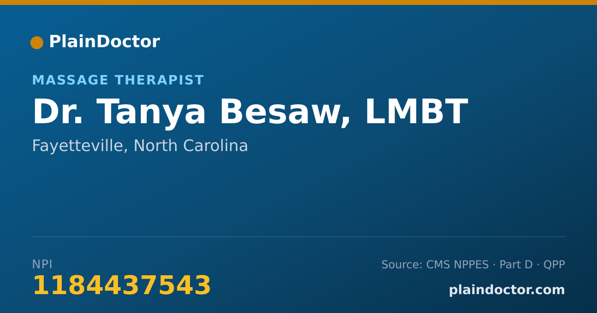 Shareable card for Tanya Besaw, LMBT - Massage Therapist, Fayetteville, NC