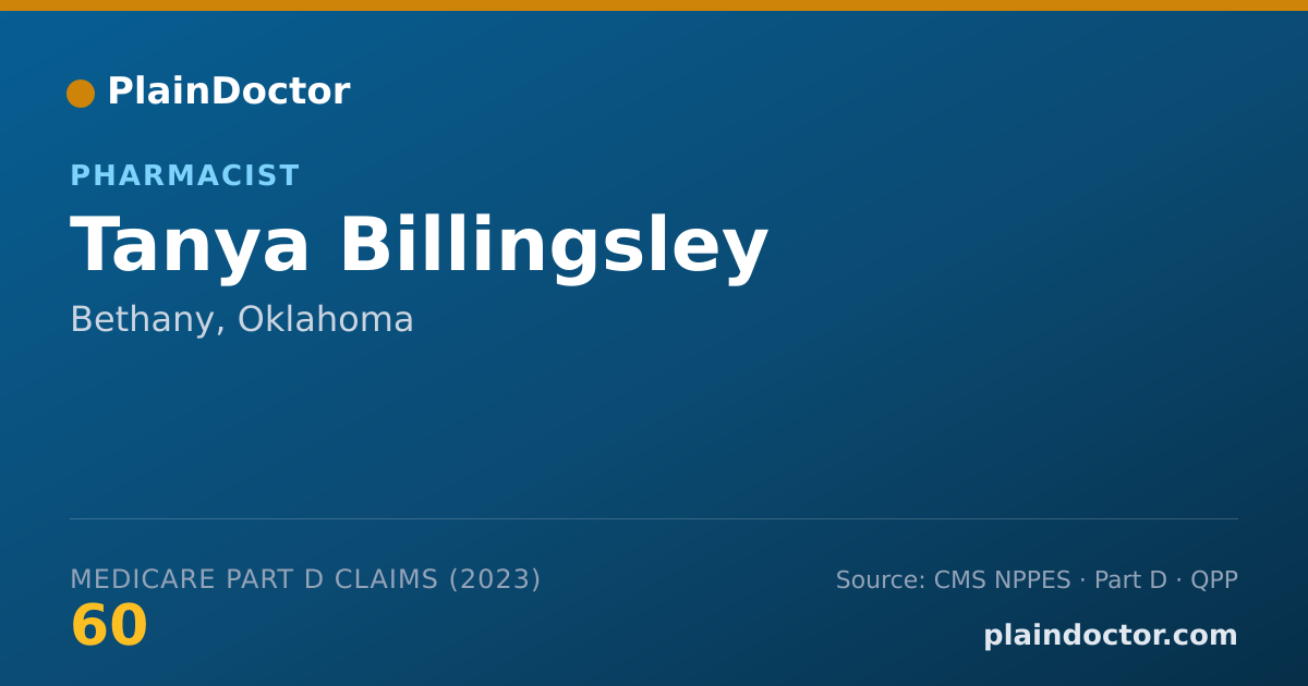 Shareable card for Tanya Billingsley - Pharmacist, Bethany, OK