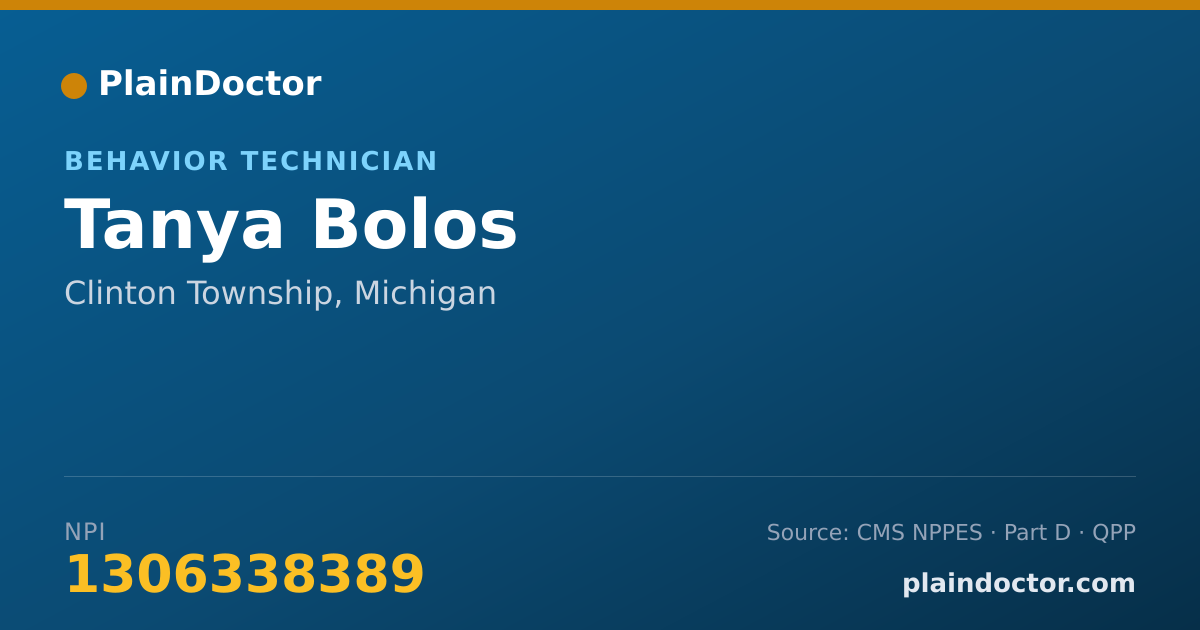 Shareable card for Tanya Bolos - Behavior Technician, Clinton Township, MI