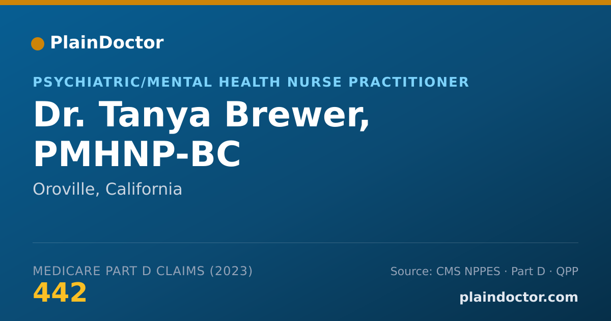 Shareable card for Tanya Brewer, PMHNP-BC - Psychiatric/Mental Health Nurse Practitioner, Oroville, CA