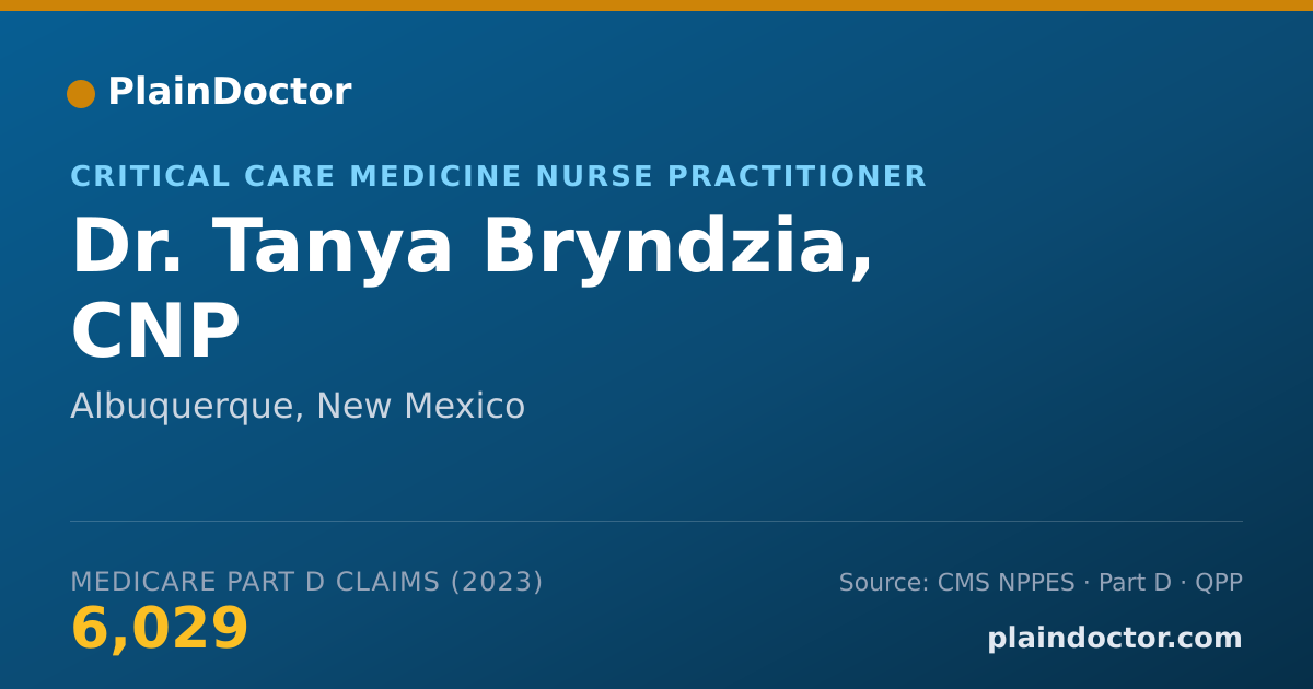 Shareable card for Tanya Bryndzia, CNP - Critical Care Medicine Nurse Practitioner, Albuquerque, NM