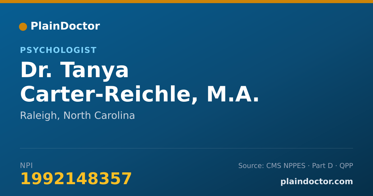 Shareable card for Tanya Carter-Reichle, M.A. - Psychologist, Raleigh, NC