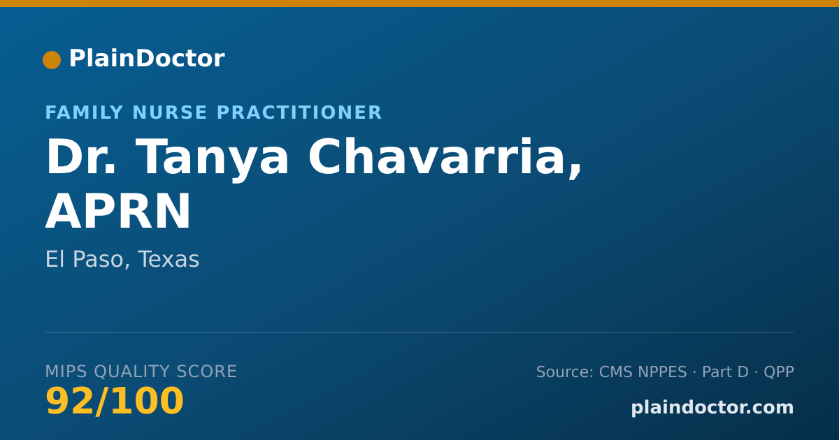 Shareable card for Tanya Chavarria, APRN - Family Nurse Practitioner, El Paso, TX