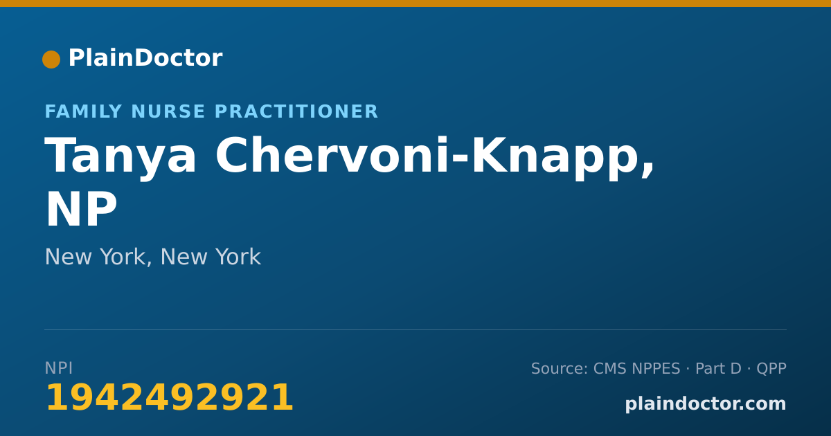 Shareable card for Tanya Chervoni-Knapp, NP - Family Nurse Practitioner, New York, NY