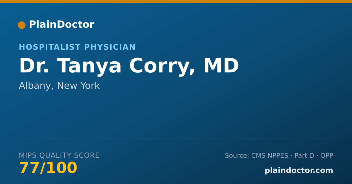Shareable card for Tanya Corry, MD - Hospitalist Physician, Albany, NY