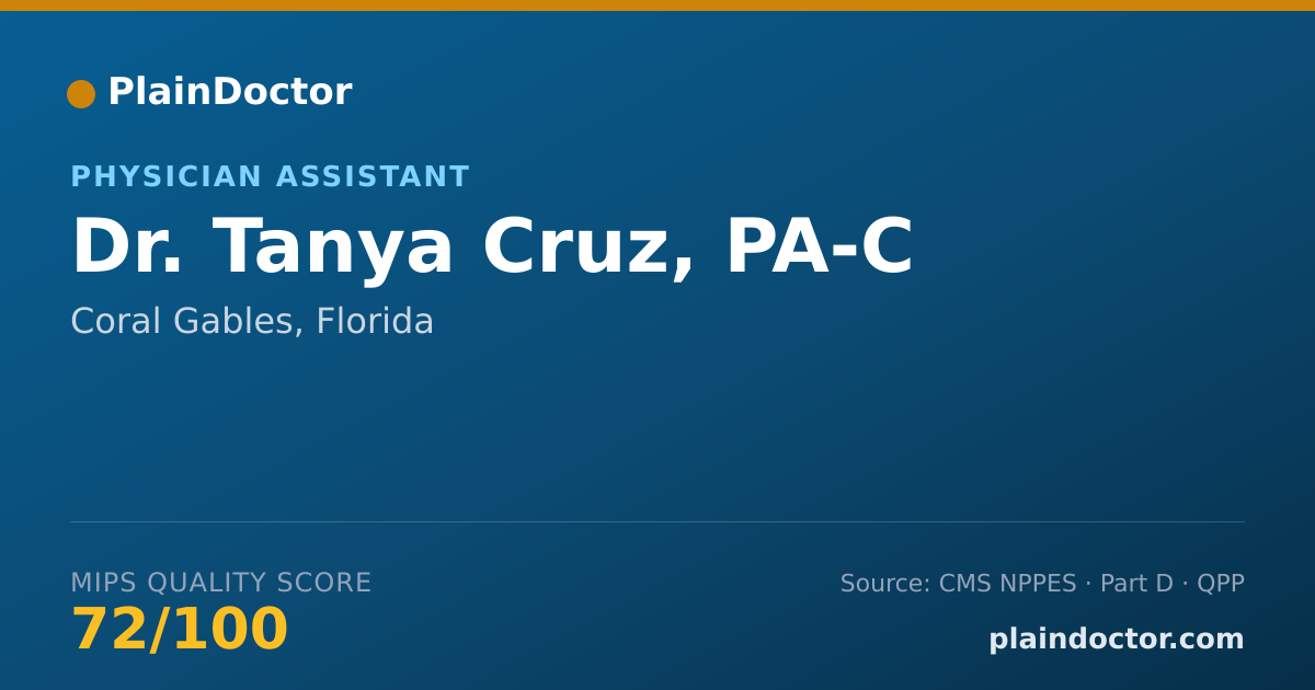 Shareable card for Tanya Cruz, PA-C - Physician Assistant, Coral Gables, FL