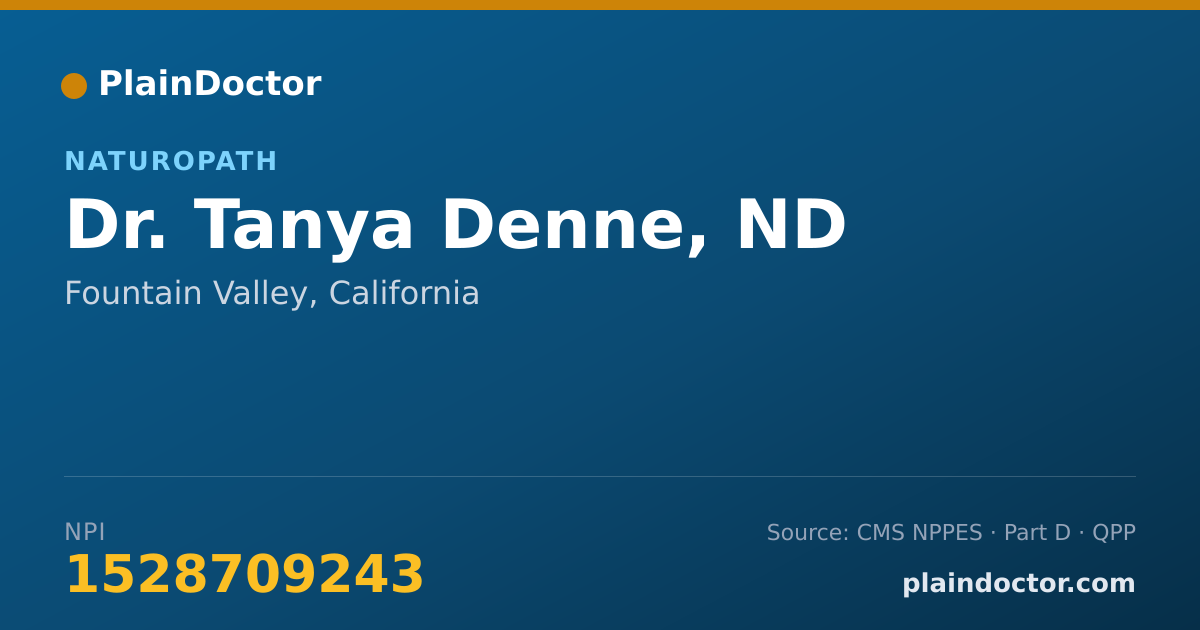 Shareable card for Tanya Denne, ND - Naturopath, Fountain Valley, CA