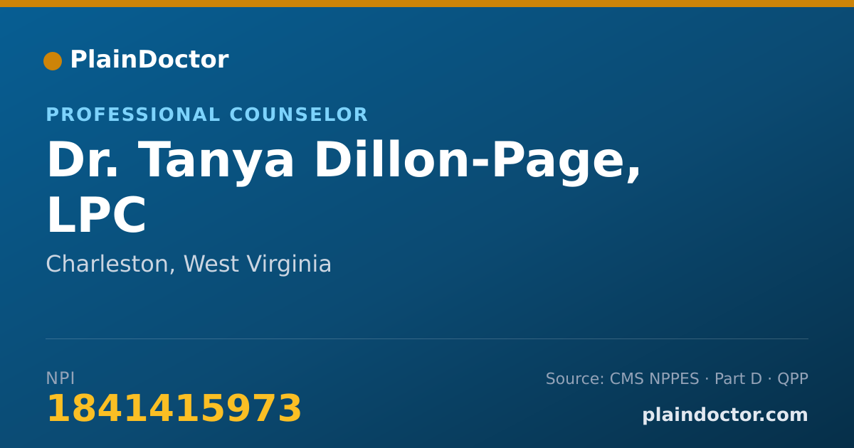 Shareable card for Tanya Dillon-Page, LPC - Professional Counselor, Charleston, WV