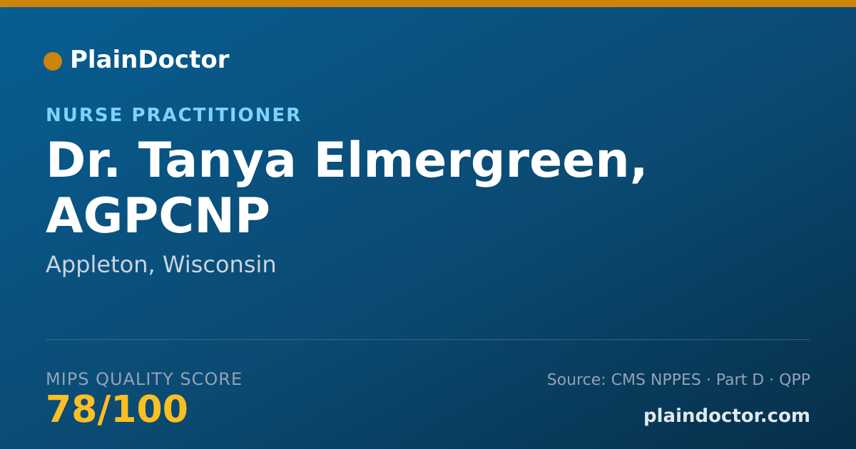 Shareable card for Tanya Elmergreen, AGPCNP - Nurse Practitioner, Appleton, WI