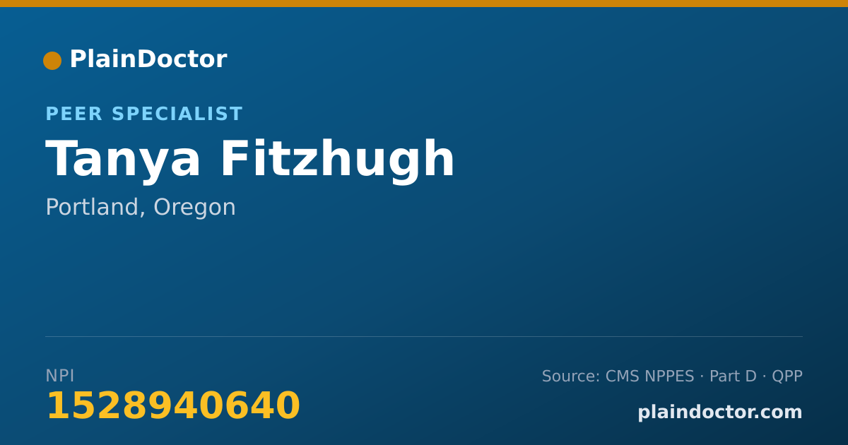 Shareable card for Tanya Fitzhugh - Peer Specialist, Portland, OR