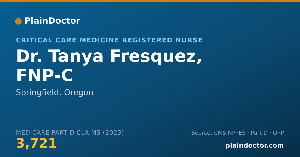 Shareable card for Tanya Fresquez, FNP-C - Critical Care Medicine Registered Nurse, Springfield, OR