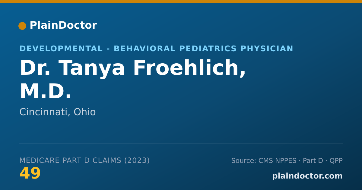 Shareable card for Tanya Froehlich, M.D. - Developmental - Behavioral Pediatrics Physician, Cincinnati, OH