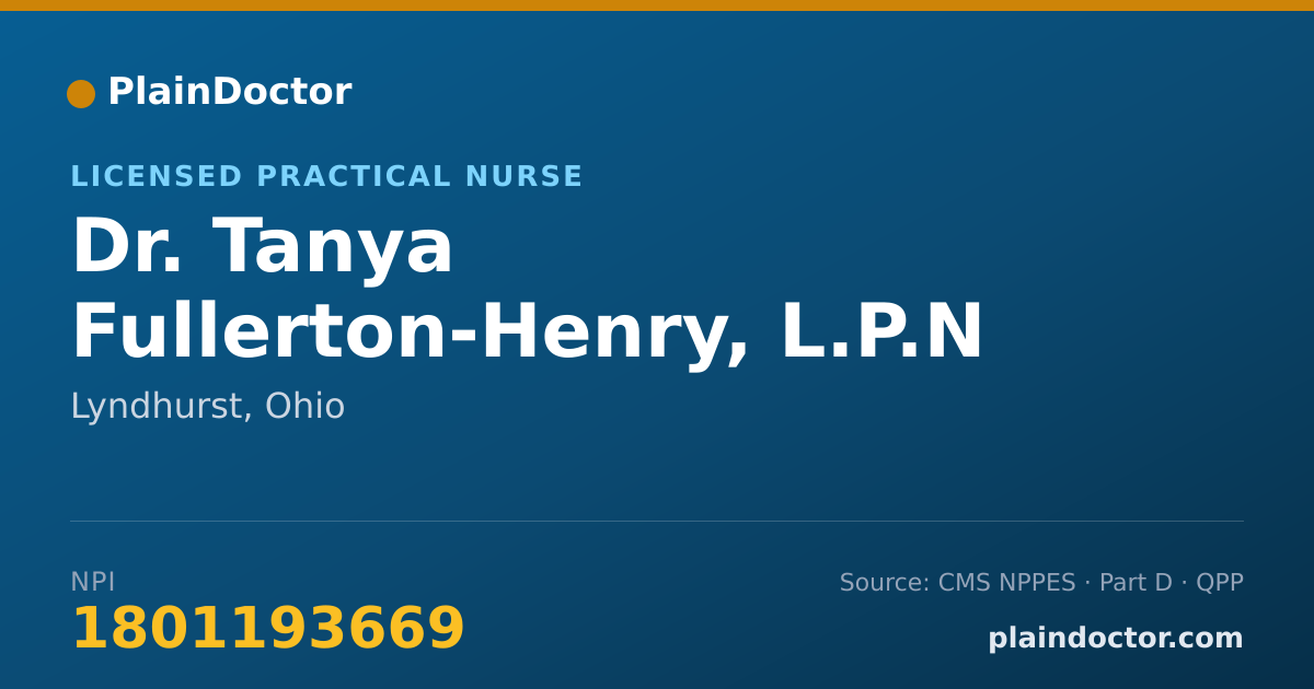 Shareable card for Tanya Fullerton-Henry, L.P.N - Licensed Practical Nurse, Lyndhurst, OH