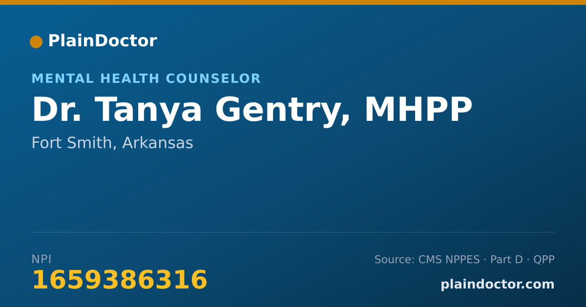 Shareable card for Tanya Gentry, MHPP - Mental Health Counselor, Fort Smith, AR