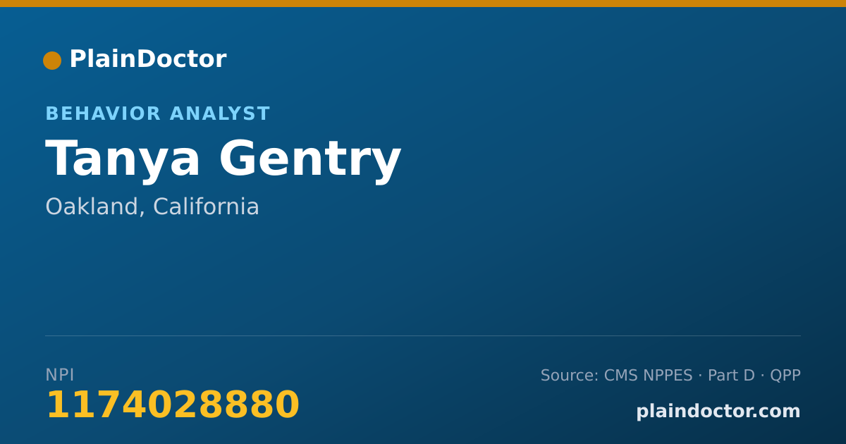 Shareable card for Tanya Gentry - Behavior Analyst, Oakland, CA