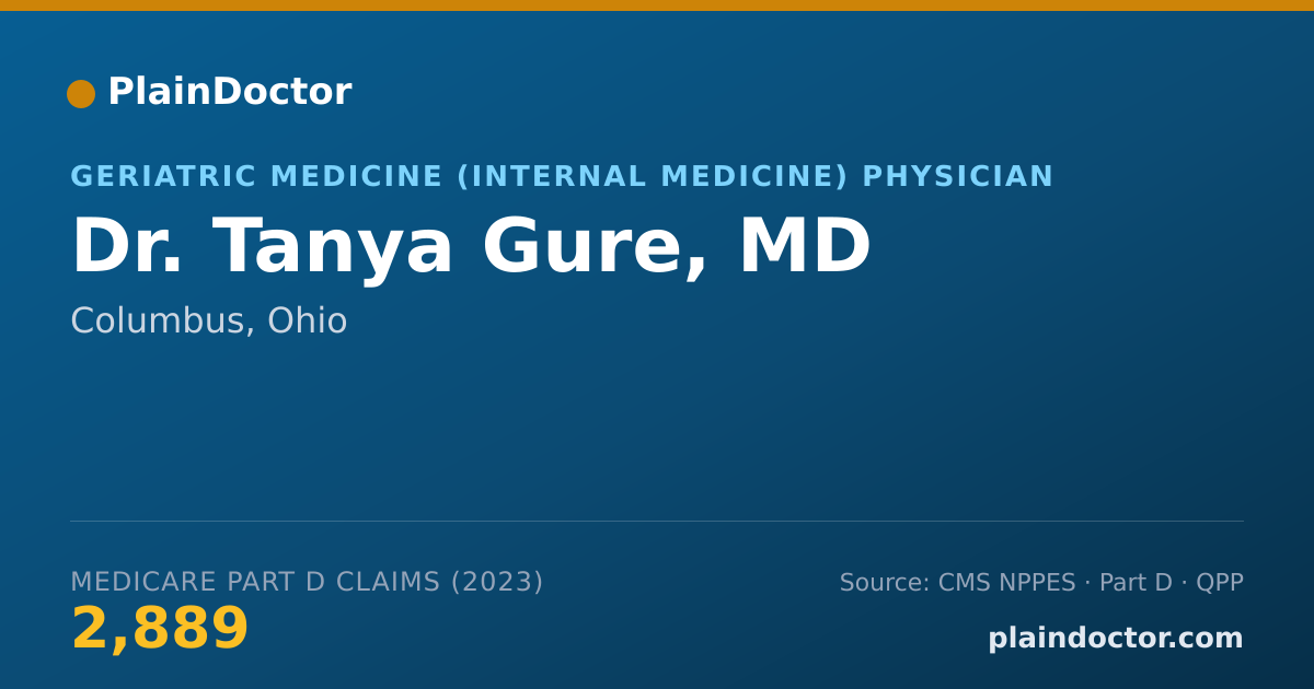 Shareable card for Tanya Gure, MD - Geriatric Medicine (Internal Medicine) Physician, Columbus, OH