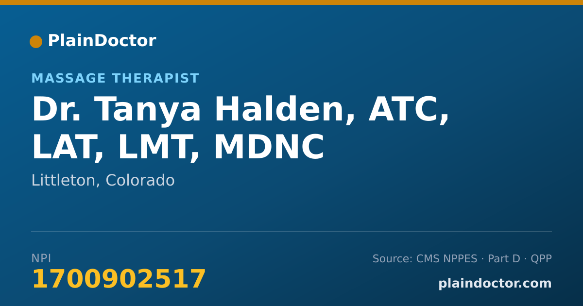 Shareable card for Tanya Halden, ATC, LAT, LMT, MDNC - Massage Therapist, Littleton, CO
