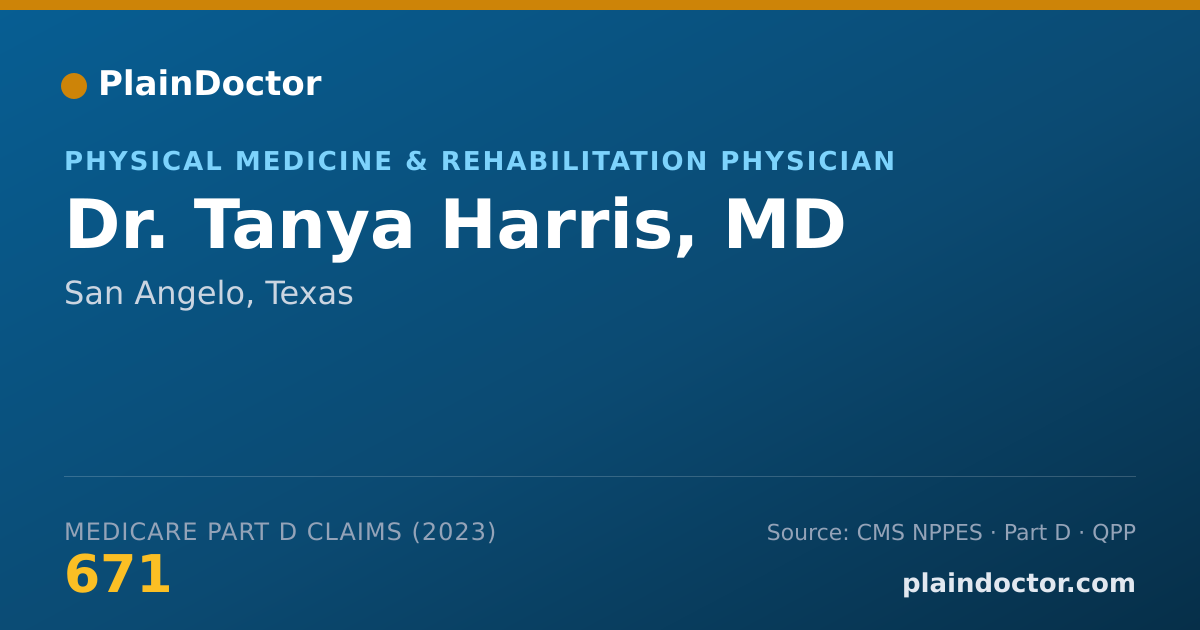 Shareable card for Tanya Harris, MD - Physical Medicine & Rehabilitation Physician, San Angelo, TX