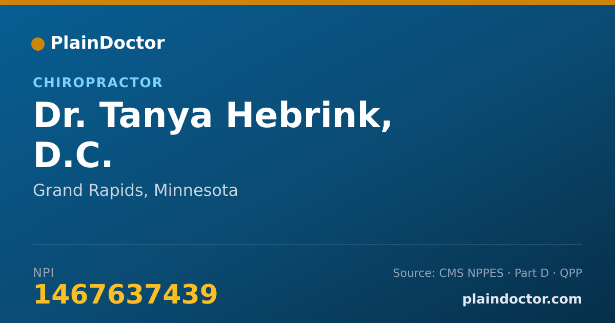 Shareable card for Tanya Hebrink, D.C. - Chiropractor, Grand Rapids, MN