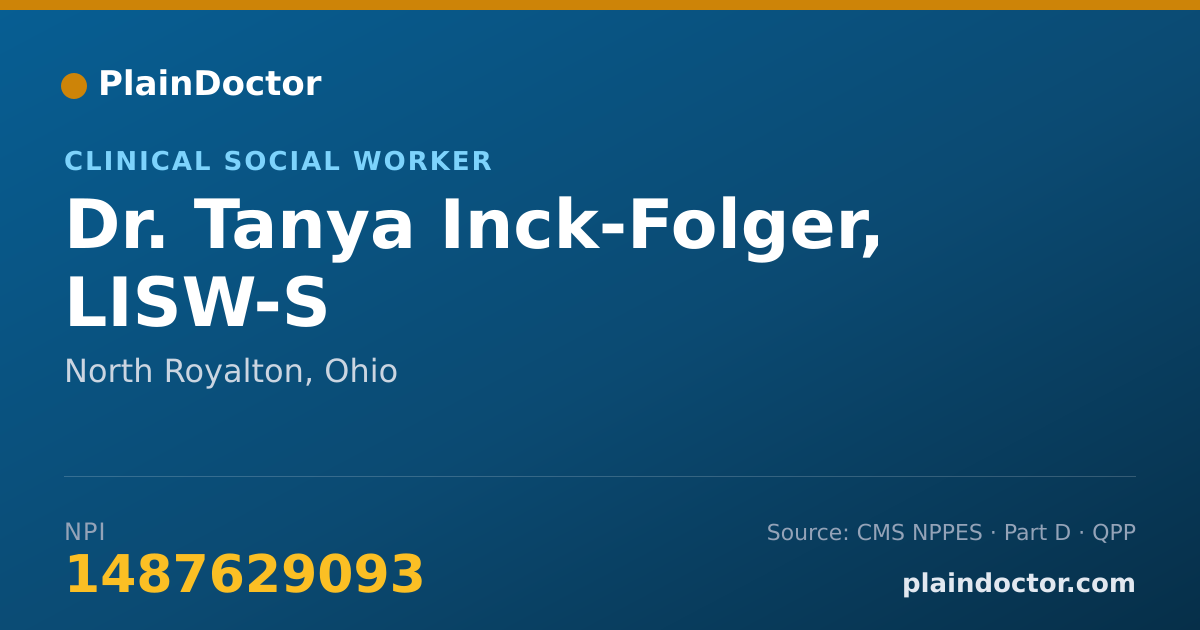 Shareable card for Tanya Inck-Folger, LISW-S - Clinical Social Worker, North Royalton, OH