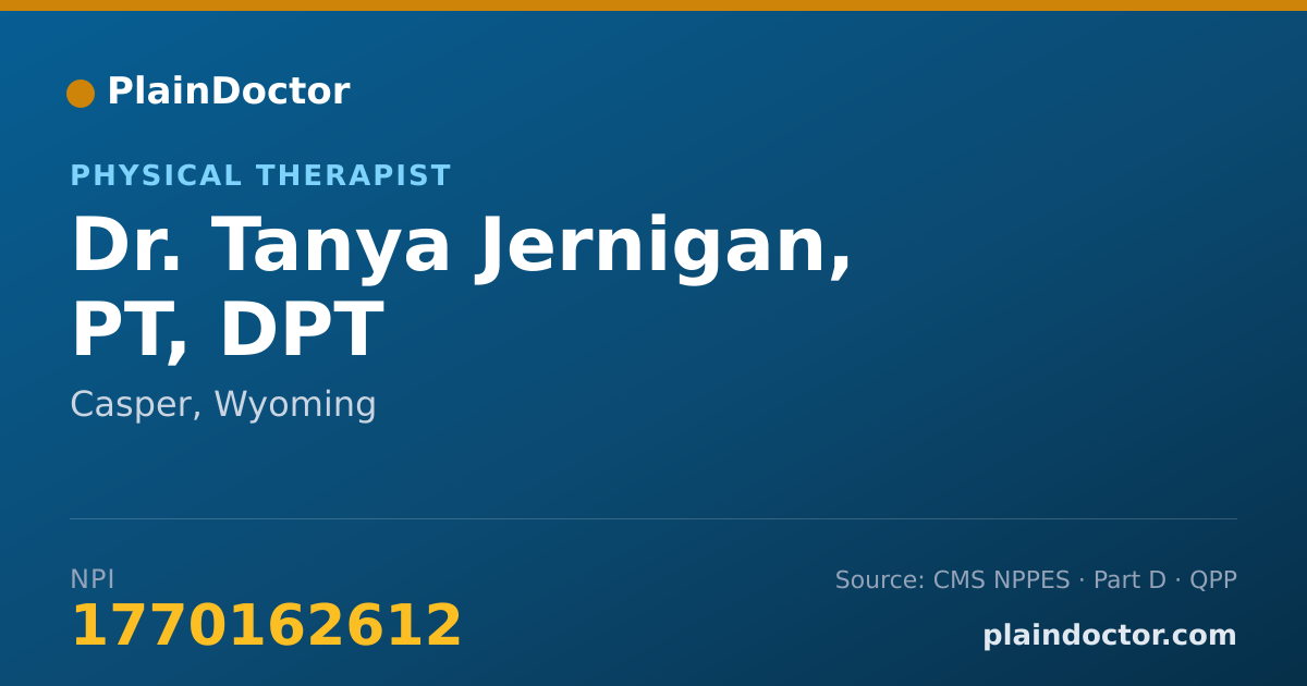 Shareable card for Tanya Jernigan, PT, DPT - Physical Therapist, Casper, WY