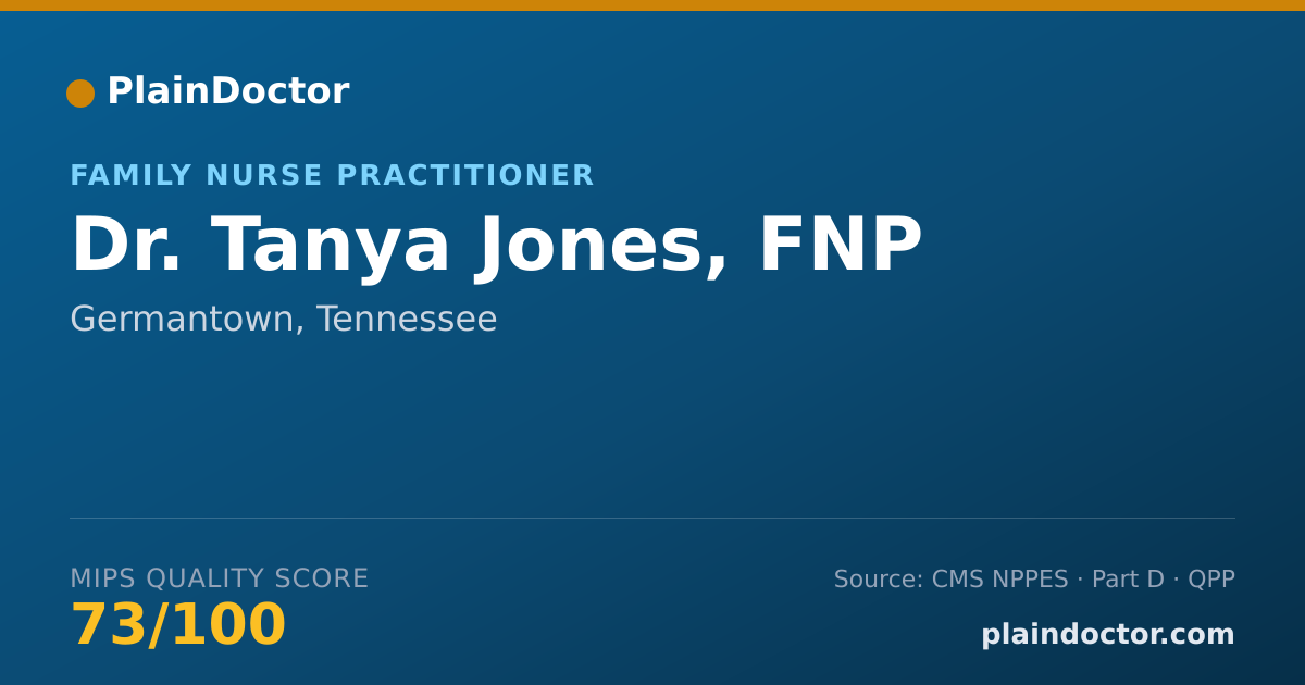 Shareable card for Tanya Jones, FNP - Family Nurse Practitioner, Germantown, TN