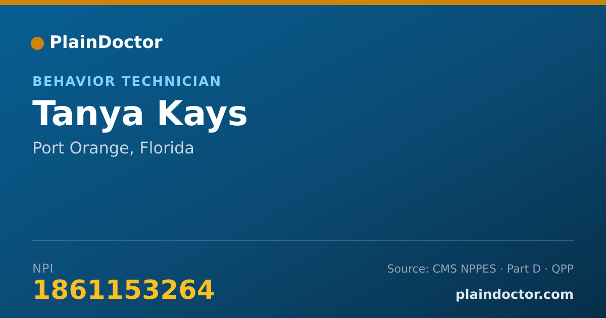 Shareable card for Tanya Kays - Behavior Technician, Port Orange, FL