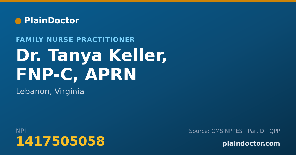 Shareable card for Tanya Keller, FNP-C, APRN - Family Nurse Practitioner, Lebanon, VA