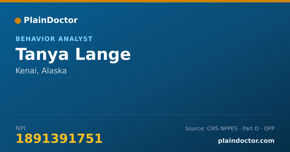 Shareable card for Tanya Lange - Behavior Analyst, Kenai, AK