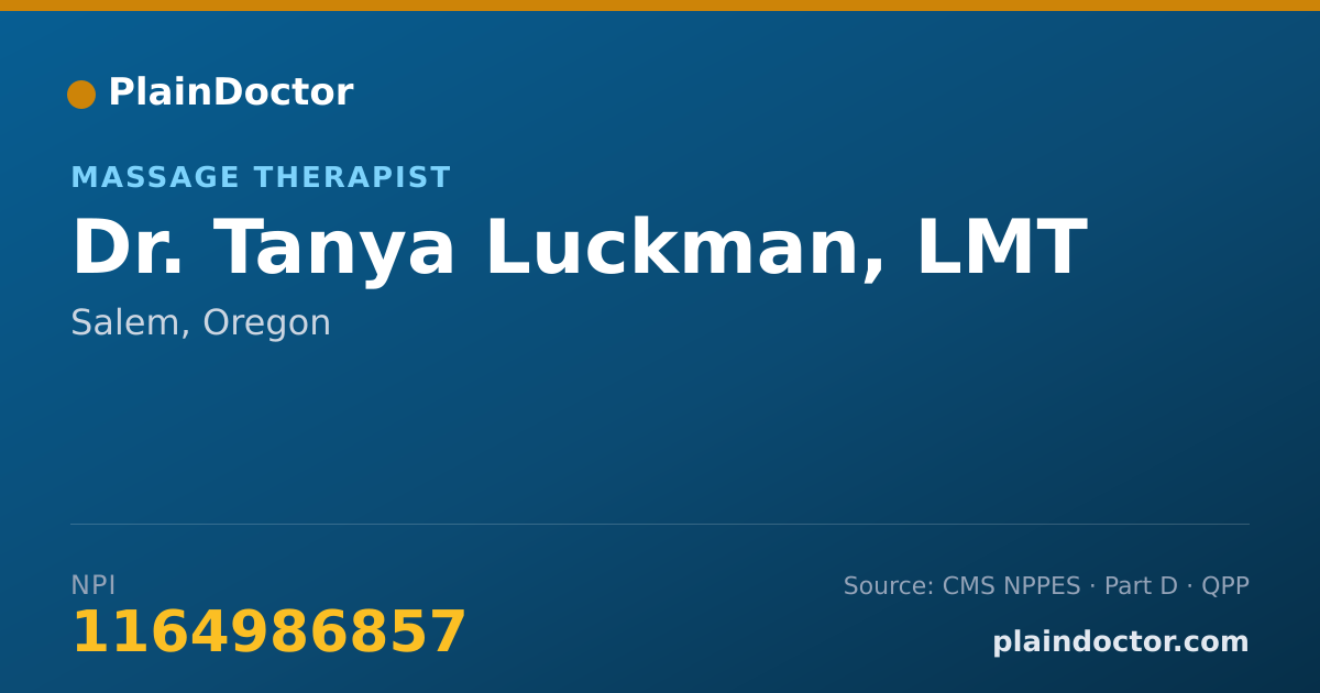 Shareable card for Tanya Luckman, LMT - Massage Therapist, Salem, OR