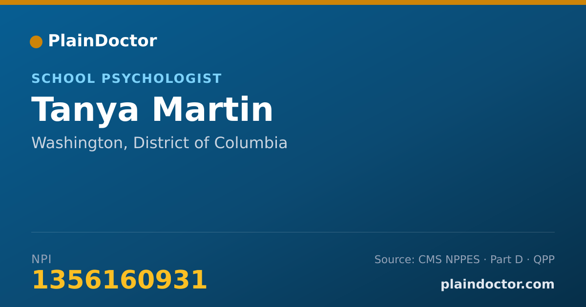 Shareable card for Tanya Martin - School Psychologist, Washington, DC