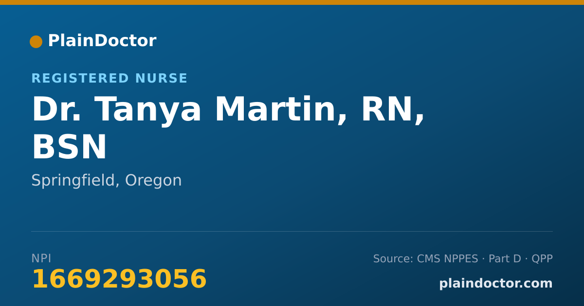 Shareable card for Tanya Martin, RN, BSN - Registered Nurse, Springfield, OR