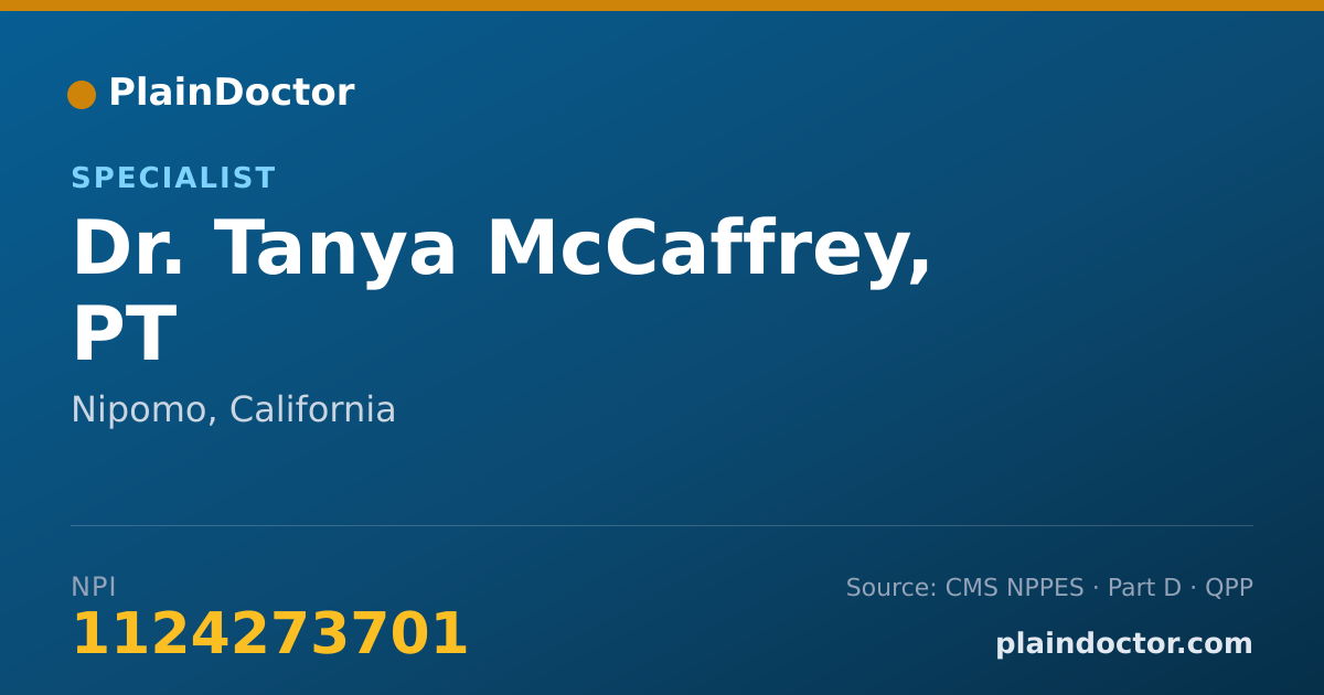 Shareable card for Tanya McCaffrey, PT - Specialist, Nipomo, CA