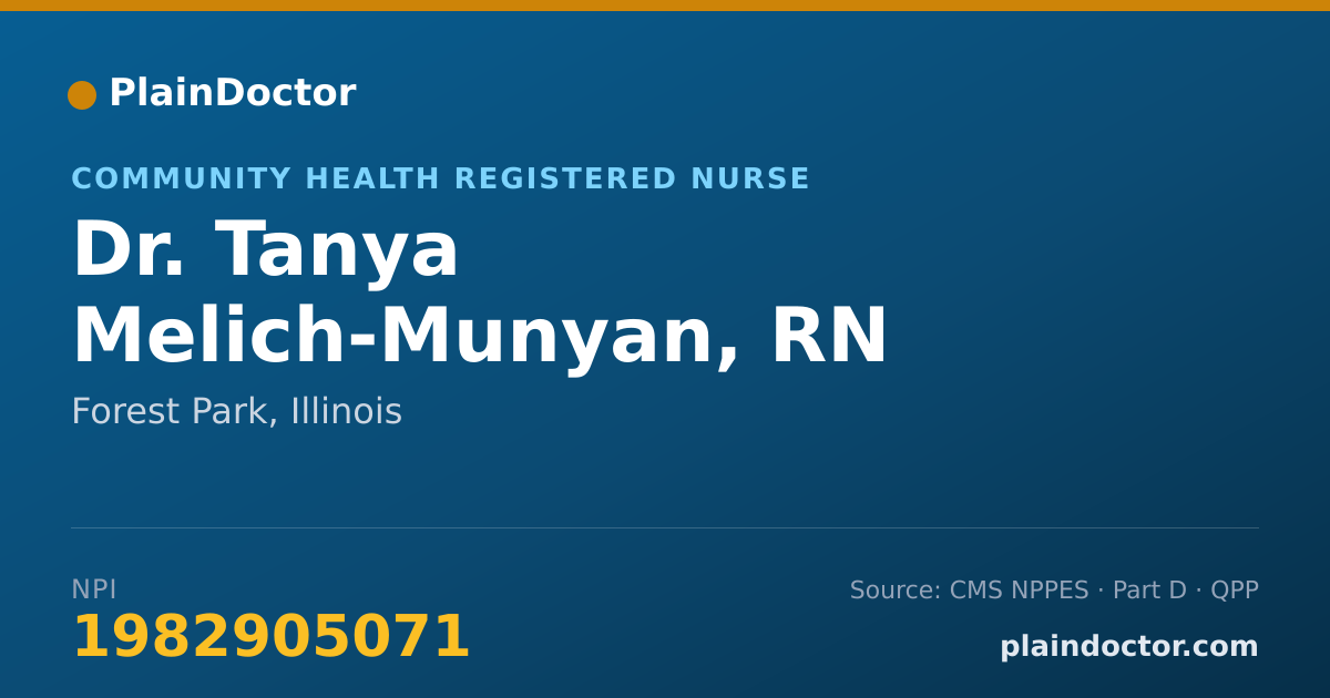 Shareable card for Tanya Melich-Munyan, RN - Community Health Registered Nurse, Forest Park, IL