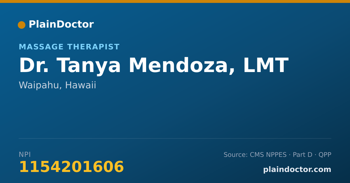 Shareable card for Tanya Mendoza, LMT - Massage Therapist, Waipahu, HI
