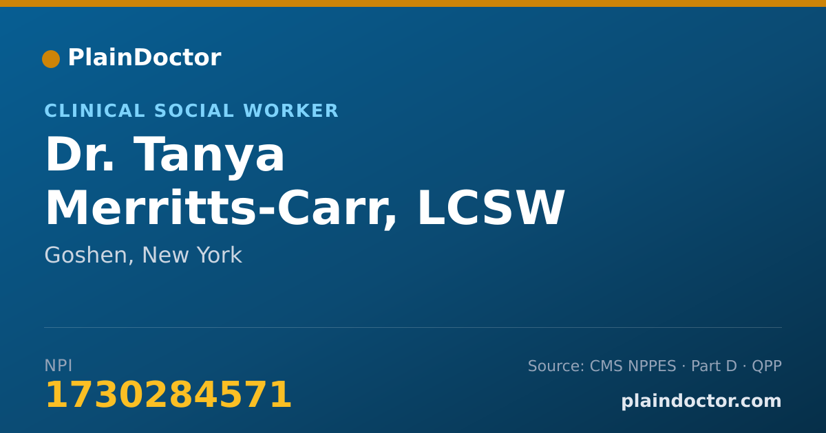 Shareable card for Tanya Merritts-Carr, LCSW - Clinical Social Worker, Goshen, NY