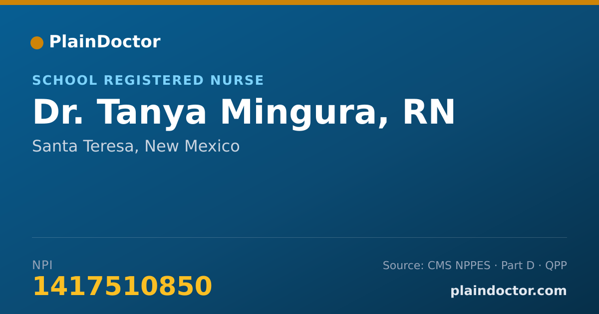 Shareable card for Tanya Mingura, RN - School Registered Nurse, Santa Teresa, NM