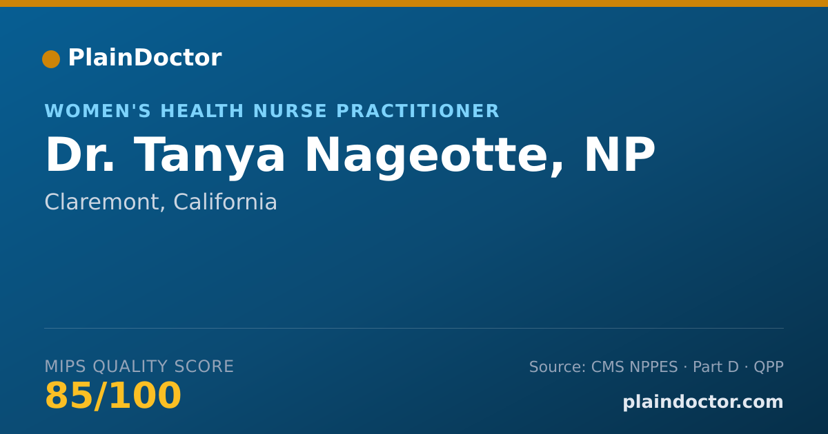 Shareable card for Tanya Nageotte, NP - Women's Health Nurse Practitioner, Claremont, CA
