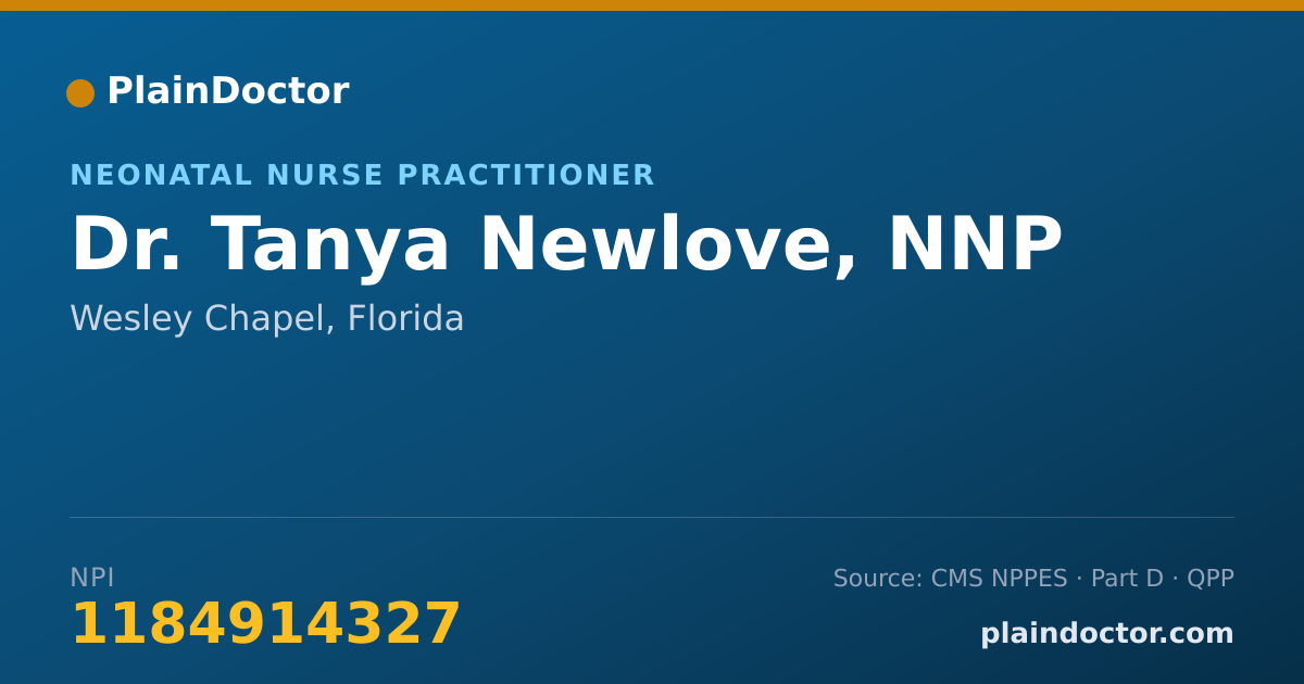 Shareable card for Tanya Newlove, NNP - Neonatal Nurse Practitioner, Wesley Chapel, FL